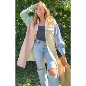 Pastel Colorblock Corduroy Shacket