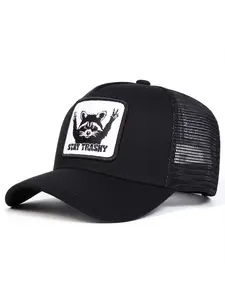 Unisex "Stay Trashy" Baseball Cap, Animal Hats, Animal Print Snapback Trucker Hat, Raccoons Pattern Adjustable Sun Hat, Casual Outdoor Headwear for Travel, Beach and Vacation