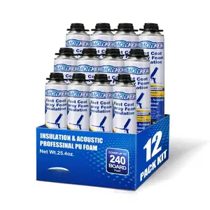 Insulation 240 Board ft/Sq.ft, Closed Cell Wide Polyurethane DIY   for Walls, Ceilings, Attics and Garage Doors (12 Packx25.4oz) -Thermal & Soundproofing,Only  Cans