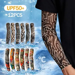 12 Piece Tattoo Sleeve Set with UPF50+ Protection, 12-piece Artistic Temporary Fake Off Tattoo Sleeve Set for Outdoor Events and Parties Henna Designs Tribal
