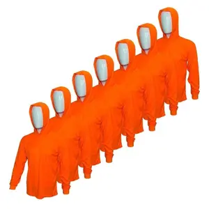 HI Visibility 7 Pack Ultra Lightweight Long Sleeve Hoodie Shirt in Birdeye Fabric for Spring Comfortable & Stylish Orange Hoodies