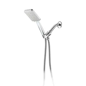 Chrome Wall Mount Square-Shape Handheld Shower Faucet, High-Pressure, Multi-Function with Multi-Spray Settings and Push Switch