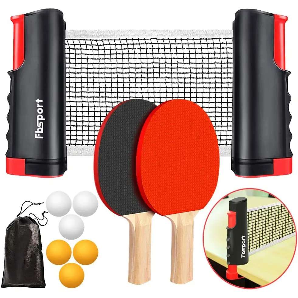 FBSPORT  Ping  Pong  Paddle  Set ,  Portable  Table  Tennis  Set  with  Retractable  Net ,  Rackets ,  Balls  and  Carry  Bag  for  Indoor /  Outdoor  Games FBSPORT