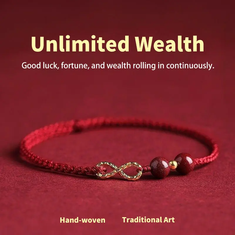 Chinese Feng Shui Zodiac Year Red String Bracelet for Women, Infinite Wealth Woven Bracelet, Cinnabar Good Luck Bead Anklet, Men's Bracelet Gift Wholesale Lucky Traditional Infinity Art Gold Plated