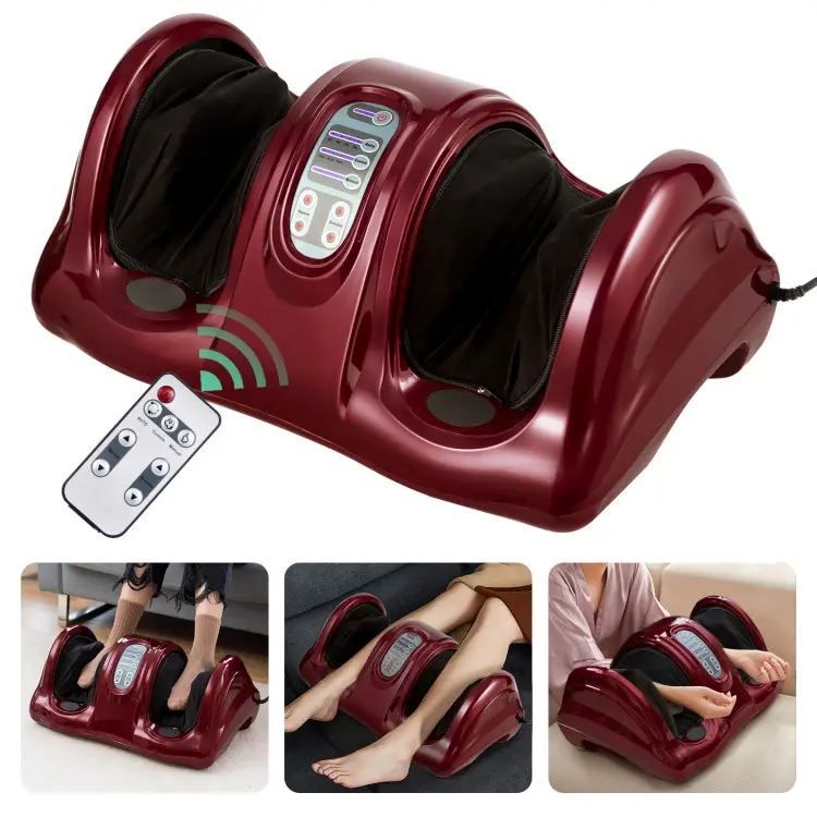 Costway Shiatsu Foot Massager Machine, COSTWAY Deep Kneading Rolling Massage for Feet, Leg Calf Ankle, Electric Massager w/Remote, 4 Massage Modes, Bu