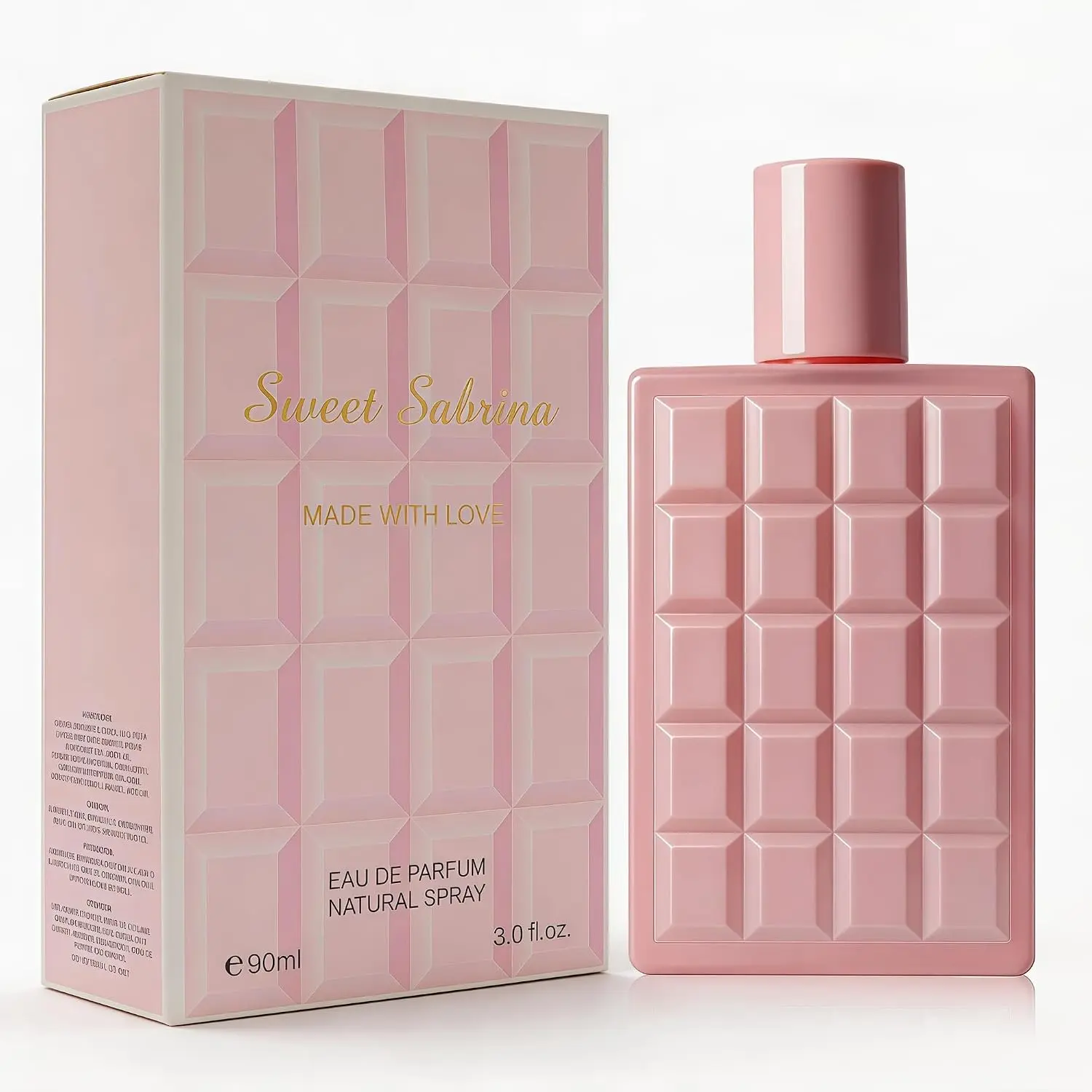 Sweet Sabrina For Women Eau de Parfum 3.0 Fl Oz 90ml | Chocolate Bar Embossed Ribbon | Marshmallow Candied Ginger Madagascar Vanilla Coconut Milk Cologne | Daily Use Perfume Spray Gift
