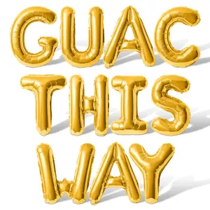 Letter Balloons - GUAC THIS WAY 16" Inch Alphabet Letters Foil Mylar Balloon Cinco De Mayo Party Banner