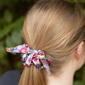 Satin Scrunchie | Removable Satin Tie | Floral Hair Accessory