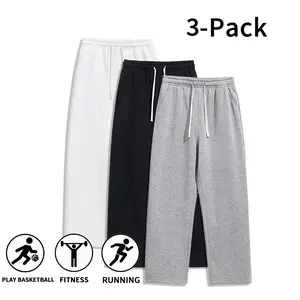 3-Pack Durable Sports Sweatpants | Wrinkle-Resistant Wide-Leg Pants for Fitness & Everyday Outfits (Optional 3-Pack and Single Pack)