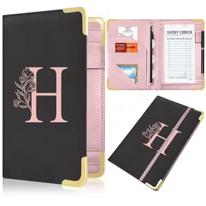 Server Book, Alphabet Waitress Book for Waitress, Leather Waitess Book with Zipper Pocket, Server Manual Checkbook Fits Server Apron (H)