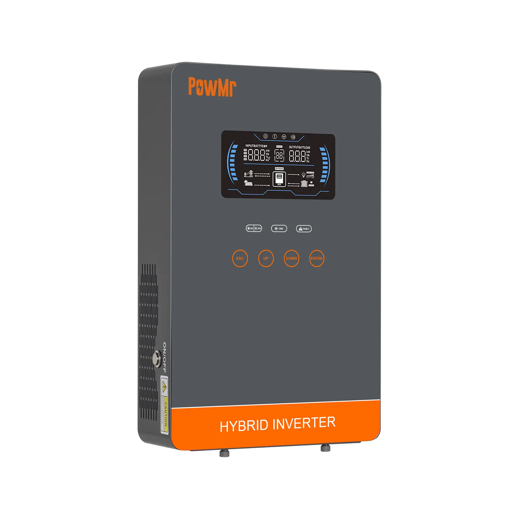 PowMr 4000W Hybrid Solar Inverter Charger - 24VDC to 110VAC Pure Sine Wave, 140A High-Efficiency MPPT, 5600W PV Input, 6.25-Inch LCD Touch Display, Energy Efficient, Cooling Fans, for 24V Lead-Acid/Li Batteries, RV Off-Grid Systems, Home Power Inverter