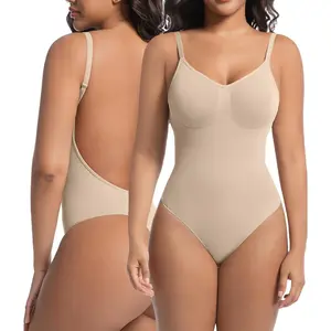 Backless Thong Shapewear for Women with Tummy Control, Seamless Sculpting Bodysuit for Workouts and Daily Wear