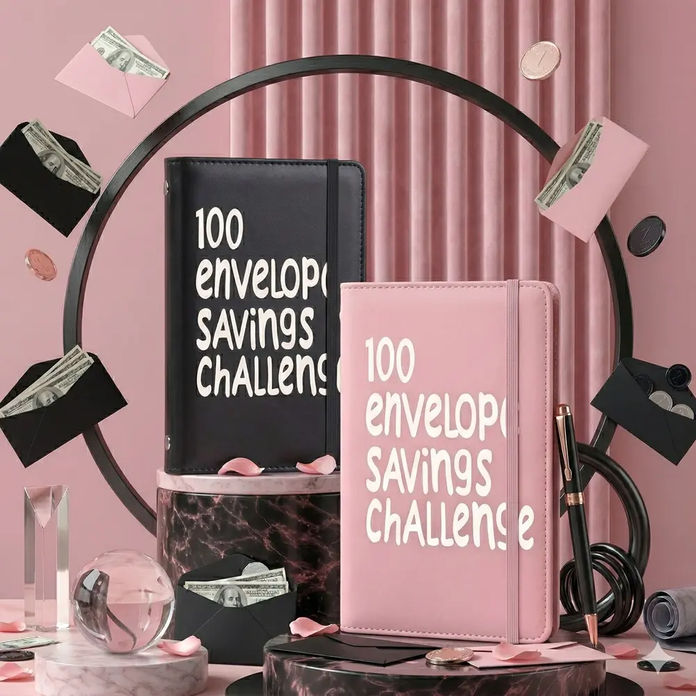 100 Envelope Challenge Binder, $5,050 Savings Challenge Book with Tracker, A5 Budget Binder for Cash Stuffing, Money Saving Organizer with Envelopes, Reusable Saving Habit-Forming System