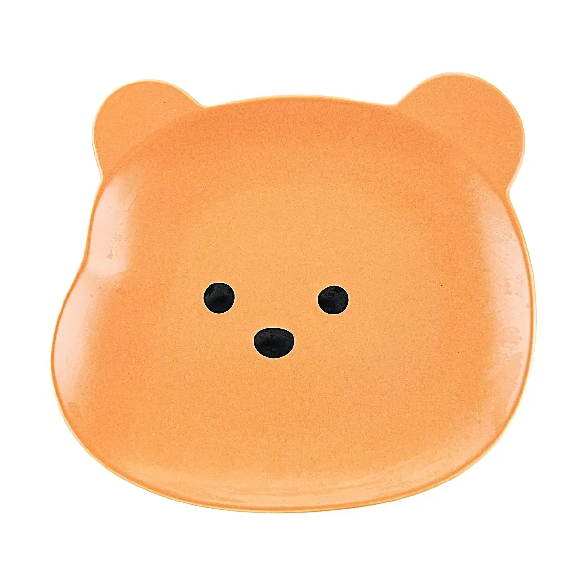 Golden Lion 8" Korean Cartoon Bear Plate - Matte Honey Orange Dessert Dish, 20.5x19x2.2cm