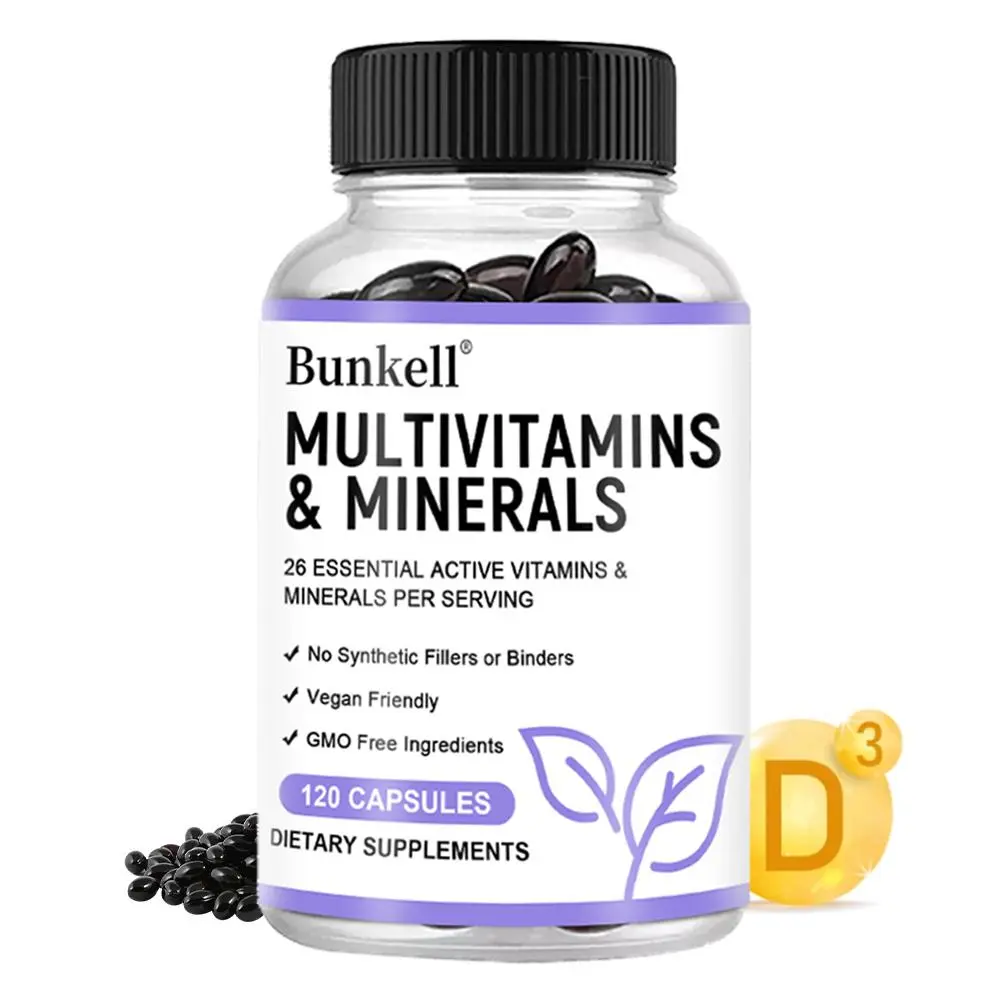 Bunkell Vitamins & Minerals Health Supplement — Supports Skin, Bone, and Immune Health 120 Capsules