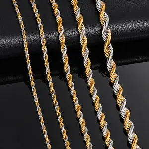 Width 2.3mm 3mm 4mm 5mm 6mm Stainless Steel Rope Chain Men Statement Gold Twisted Sier Color Necklace 16 to 30 Inches