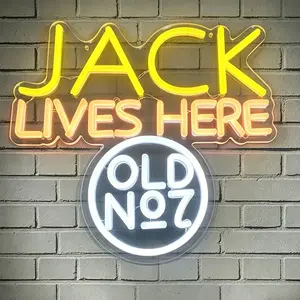 Wall-mounted JACK LIVES HERE LED neon sign, USB powered dimmable wall decor light, acrylic material, suitable for gaming rooms, parties, themed bars quiet bars, Instagrammable shops, and party atmosphere decoration.