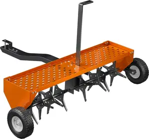 48" 122CM Tow Plug Lawn Aerator Lawn Spike Aerator Lawn & Garden Steel Heavy Duty with Lawn Mower Tool Handle
