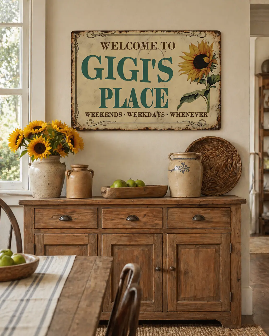 GIGI's Place tin sign Vintage Sunflower Metal Sign Welcome to GIGI's Place for Garden & Yard Bar Porch Garage Home Bedroom Kitchen Decor Gift 8 x 12,easy to hang，SummerVibes