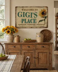 GIGI's Place tin sign Vintage Sunflower Metal Sign Welcome to GIGI's Place for Garden & Yard Bar Porch Garage Home Bedroom Kitchen Decor Gift 8 x 12,easy to hang，SummerVibes