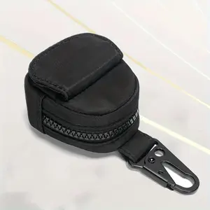 [Tactical Waist Bag] Compact Tactical Waist Bag - Black Nylon with Zipper and Carabiner Clip, Key, Coin, and Earbuds Holder for Men & Women, Pouch Bag