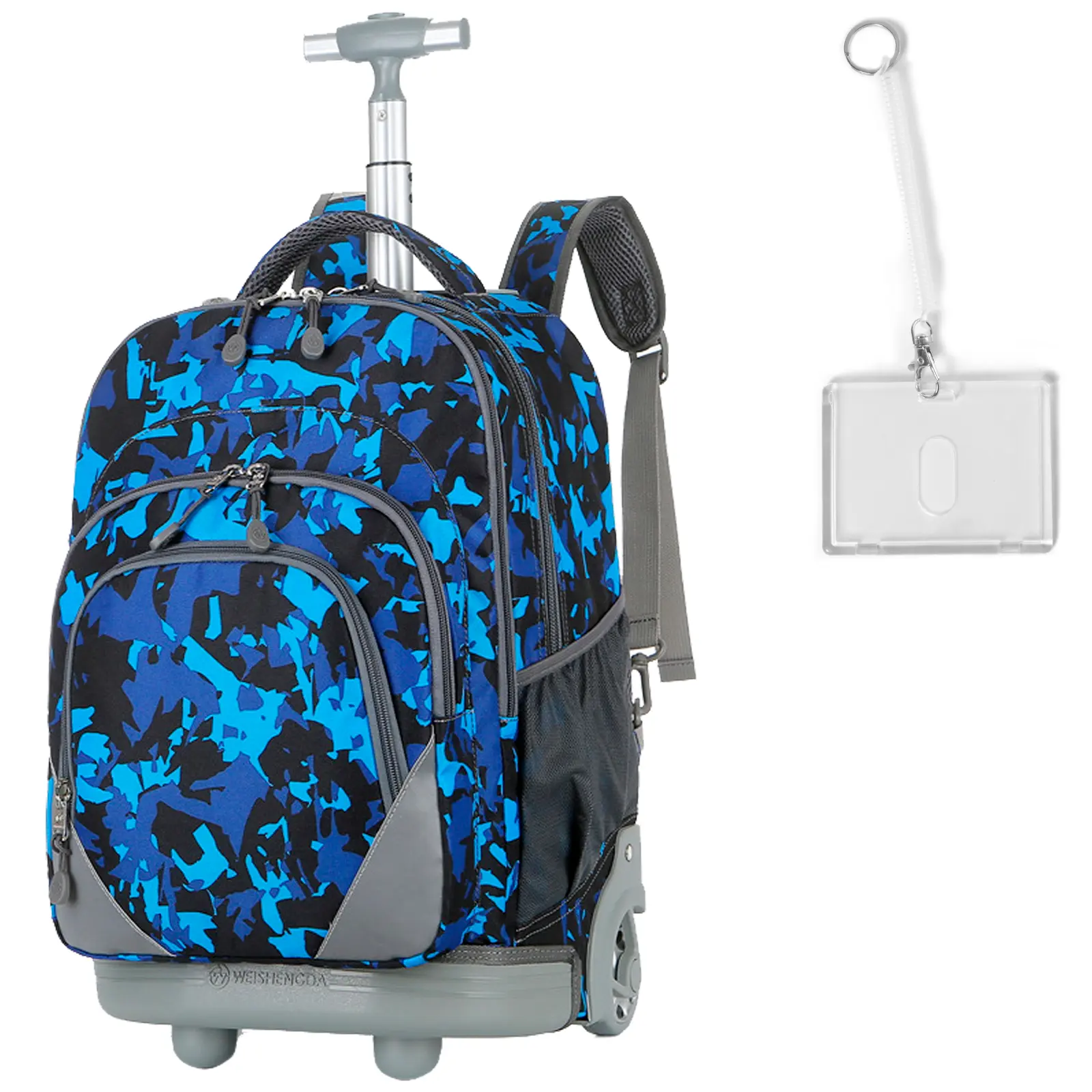 Rolling Backpac,30L Volume Compartment for Laptop or Tablet,Concealable Straps, Padded Back Cushion, Bumper Protector at the Bottom, with Wheels Cover Perfect for Travel Blue