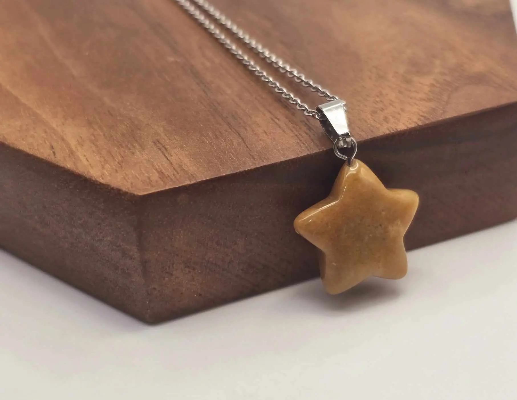 Sparkling Citrine Star Necklace - Silver Tone in Silver Perfect gift