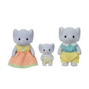Calico Critters Epoch Elephant Family Stuffed Toy Trio - 3 Figures, Toddler Gifts