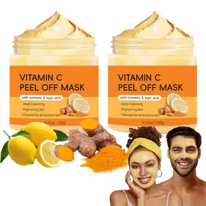 Vitamin C & Turmeric Smear Face Mask, 2 Counts/set Moisturizing Nourishing Hydrating Deep Cleansing Facial Mask, Skincare Facial Mask for Men and Women