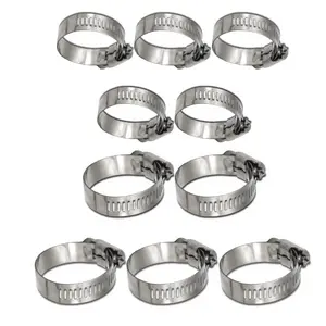 Stainless Steel Hose Clamps - 3/8" to 5/8" Adjustable Worm Gear Clamps (5 of 9-13mm & 5 of 13-16mm) - 304 SS Fuel Line Clamps for Automotive, Marine, Plumbing&HVAC Applications