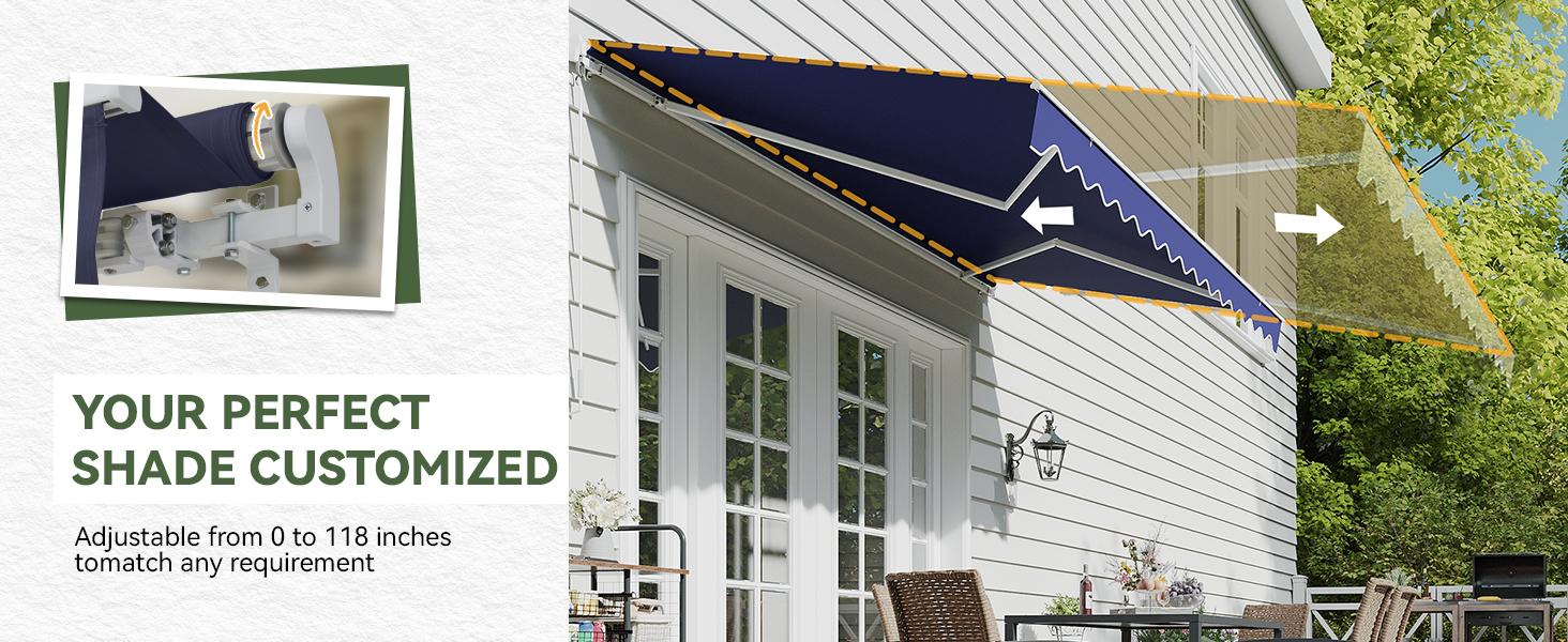 Aoxun Manual Retractable Awning for Outside 12x10 FT Outdoor Patio Sun Shades Canopy with Crank Handle Waterproof Polyester PA Coated Fabric for Backyard Deck Window Aoxun Manual Retractable Awning for Outside 12x10 FT Outdoor Patio Sun Shades Canopy with Crank Handle Waterproof Polyester PA Coated Fabric for Backyard Deck Window