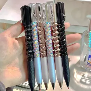 Premium Plastic Smooth Writing Gel Pen, Geometric Diamond Texture, Elegant Multi-Color Retractable Ballpoint, Aesthetic Stationery for Study & Office