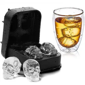 1/2 PCS 3D Skull Ice Cube Mold — Stackable Silicone Round Ice Maker (Includes Small Funnel) — An Ideal Choice for Gift Exchanges, Whiskey Enthusiasts, Home Bars, and All Gifting Occasions