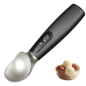 Smart Heated Ice Cream Scoop, USB Rechargeable Electric Scoop Head, Zinc Alloy Material, Easy Melting Hard Ice Cream, 3 Heat Levels, Sleek Scoop