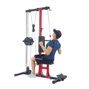 Dual Pulley LAT Pull Down Machine, Wall Mounted Home Gym Gear with 400LBS Capacity, Adjustable Height, Seat & Knee Support, Lat Bar and Non-Slip Footrest for Full Body Strength Workout, Fathers Day gift