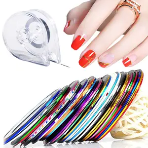 30 Colors 2PCS Nail Striping Tape Line with Nail Tape Roller Dispenser DIY Nail Art Decoration Stickers Kit Manicure Tools for Women Girls Nail Tip Decor