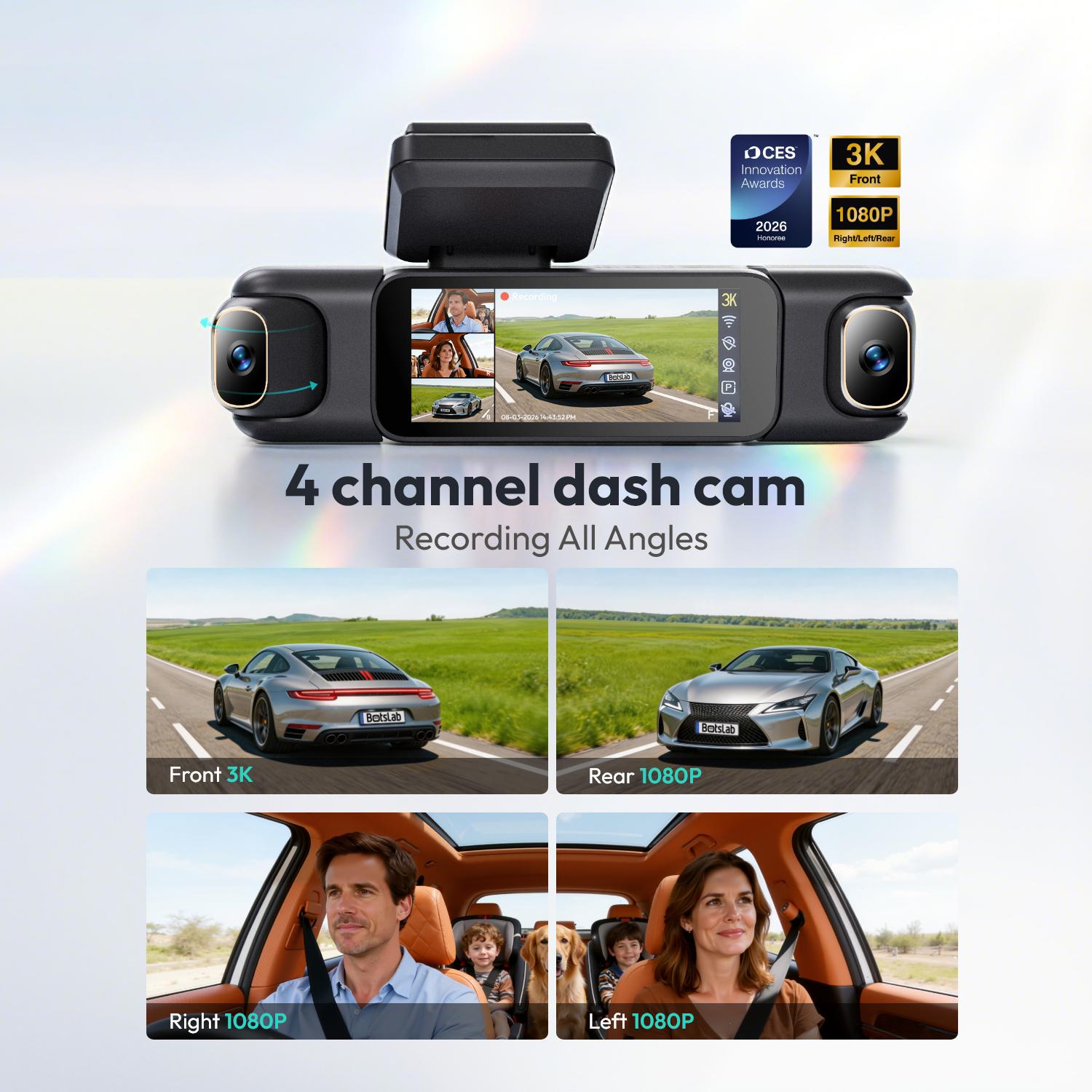 Botslab 3K 4 Channel Dash Cam with 3.18” Touch Screen, 24/7 Parking Mode, Built-in GPS, 5.8G WiFi, Night Vision, Voice Control, 128GB Card, Rear Camera Monitor Touchscreen Dash Cam Car Dvr,car accessories Botslab 3K 4 Channel Dash Cam with 3.18” Touch Screen, 24/7 Parking Mode, Built-in GPS, 5.8G WiFi, Night Vision, Voice Control, 128GB Card, Rear Camera Monitor Touchscreen Dash Cam Car Dvr,car accessories