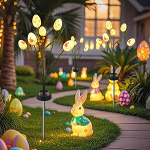 6 /12 Pcs Solar Easter Egg Lights Waterproof Firefly Garden Lights For Pathway Courtyard Outdoor Easter Hunt Party Favors Classroom Decor Gift