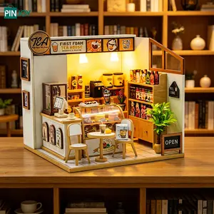 Warm Milk Tea Shop DIY Mini Kit, Handmade 3D Craft Project, Relaxing Activity, Unique Indoor Decoration, Creative Crafting Set