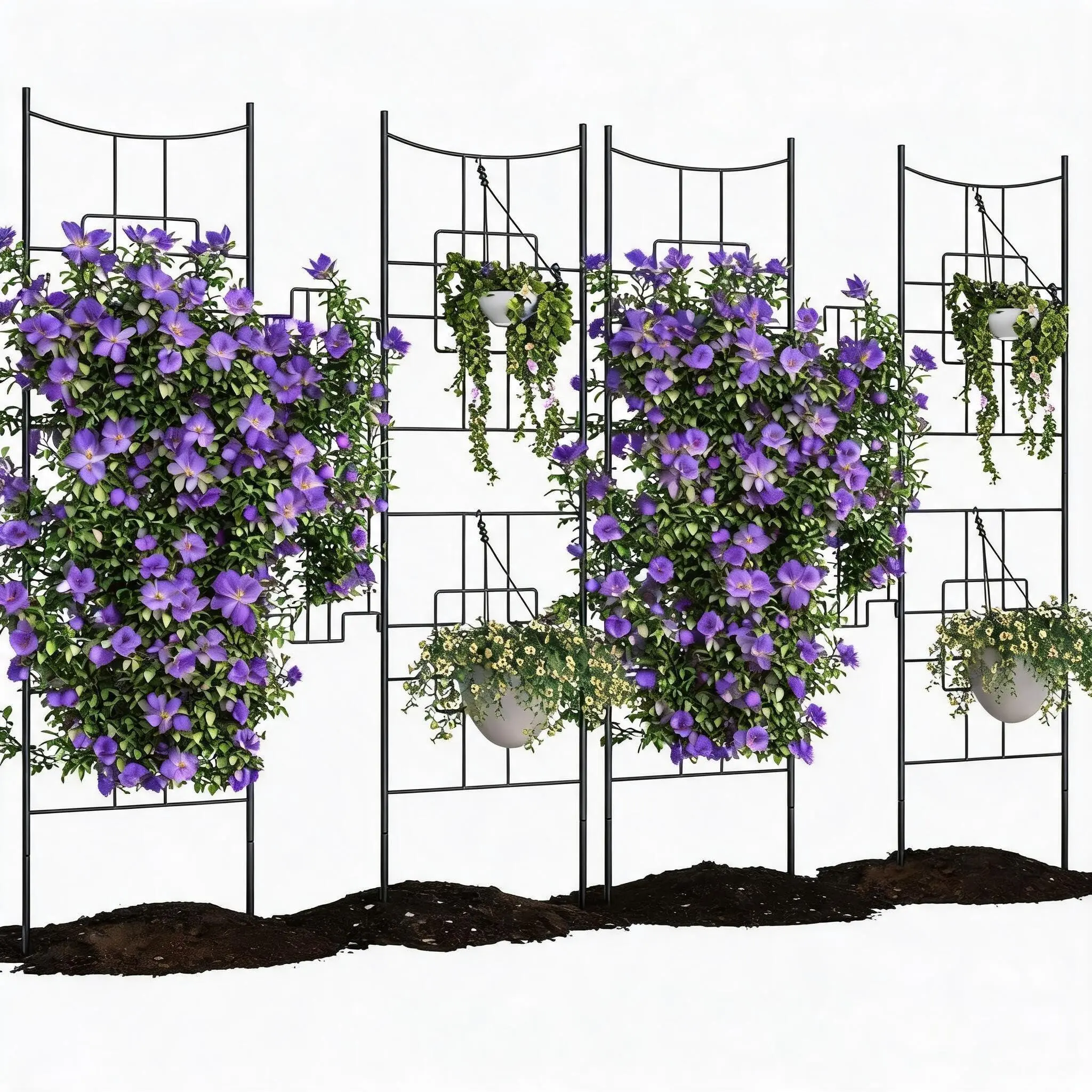 Sturdy Black Iron Arch Metal Garden Trellis (2-Pack, 51"X66") - Baroque Style Privacy Screen, Outdoor Decorative Plant Support for Climbing Roses, Vines