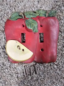 Apple Double Light Switch Plate Cover Handpainted