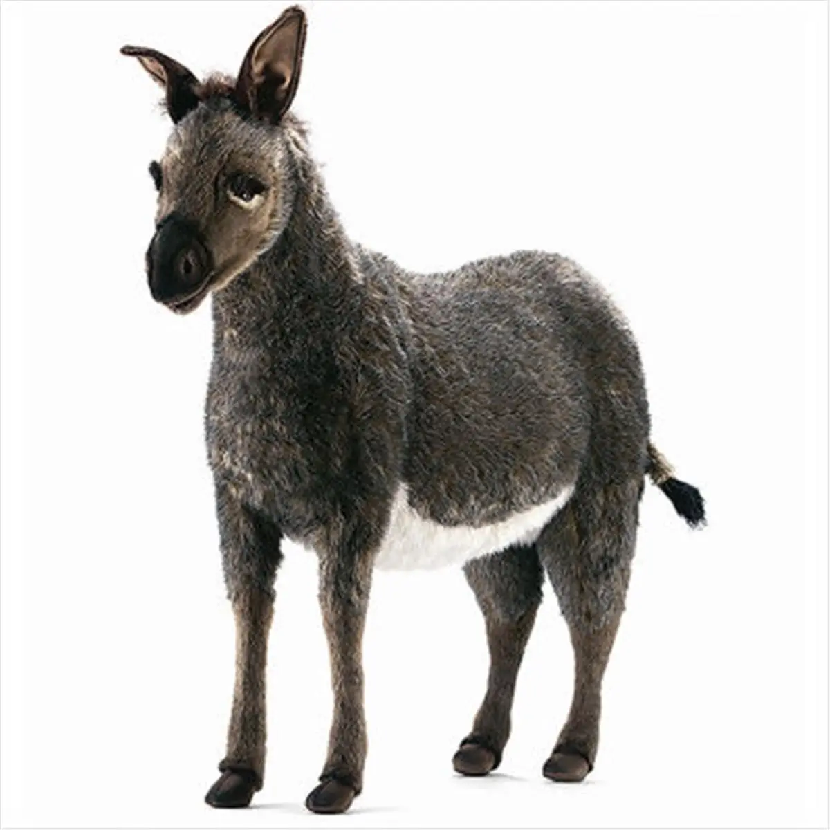 212 MAIN Hansa Toys Ride-On Donkey Cat Toy - Grey and White Animal, Soft Stuffed Design, Realistic Eyes, Reinforced Back, Unisex Explorer Item for 3-4 Years (Default Style)