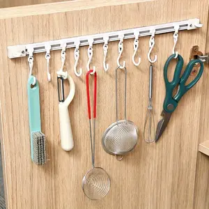 1 piece sliding hook, kitchen storage rack, door back S sticker, adhesive hook, row hook, no punching row hanger for easy daily hanging of clothes and kitchenware