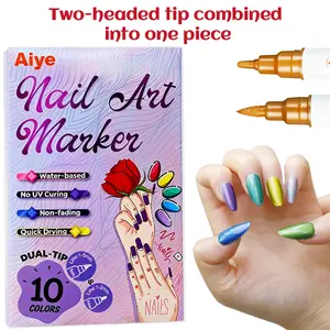 10-Color Metallic Dual-Tip Nail Art Marker Set – Quick-Dry Acrylic Pens for Everyday DIY Manicures & Easy 3D Designs, Fine-Tip Waterproof Paint Pens for Drawing and Outlining, Perfect for Daily Use by Kids and Adults