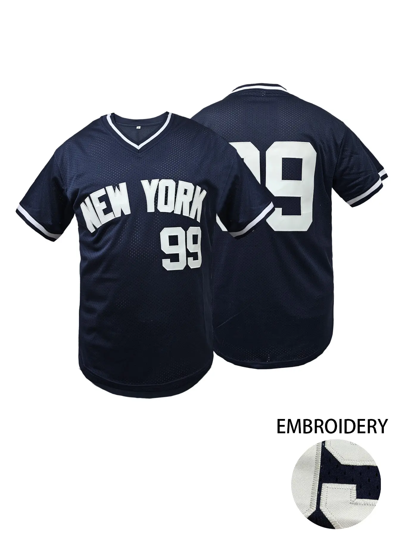 Men's #2 #22 #23 #99 Navy Blue Baseball Jersey,Name and Number Stitched Baseball Shirt, V-Neck Short Sleeve Button-Up Casual Tee,Breathable & Comfortable Unisex Athletic Top Perfect for Outdoor Sports & Games All-Season Wear