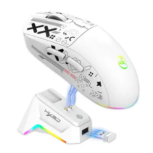 New Wireless Mouse RGB Mouse,2.4 Tri-Mode Connection, RGB Touch Magnetic Charging Base, Macro Gaming Mouse Ergonomic, Computer Peripherals