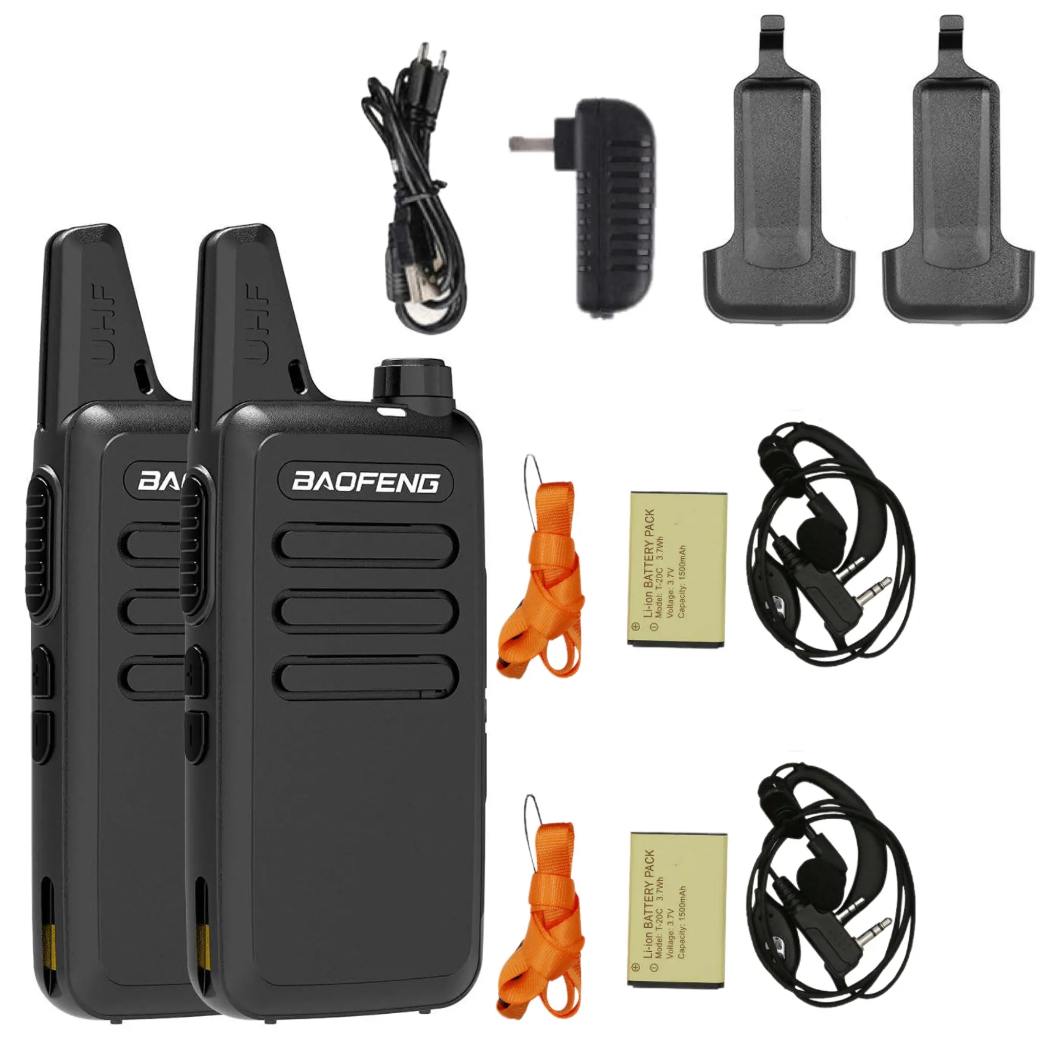 2 Packs BAOFENG T20 Mini Portable Walkie Talkie UHF400-470MHz 16 Channel Ham Radio Long Range Rechargeable Walkie Talkies for Hotels/ Restaurants/ Camping/ Parent-child Activities