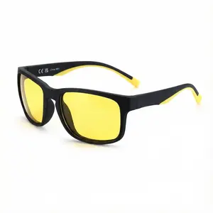 【Night Vision Glasses】ZENOTTIC Unisex Fashion Soft Silicon Glasses Yellow HD Polarized Lenses, Anti-Glare,Safe Driving, Cycling Trendy Sunglasses