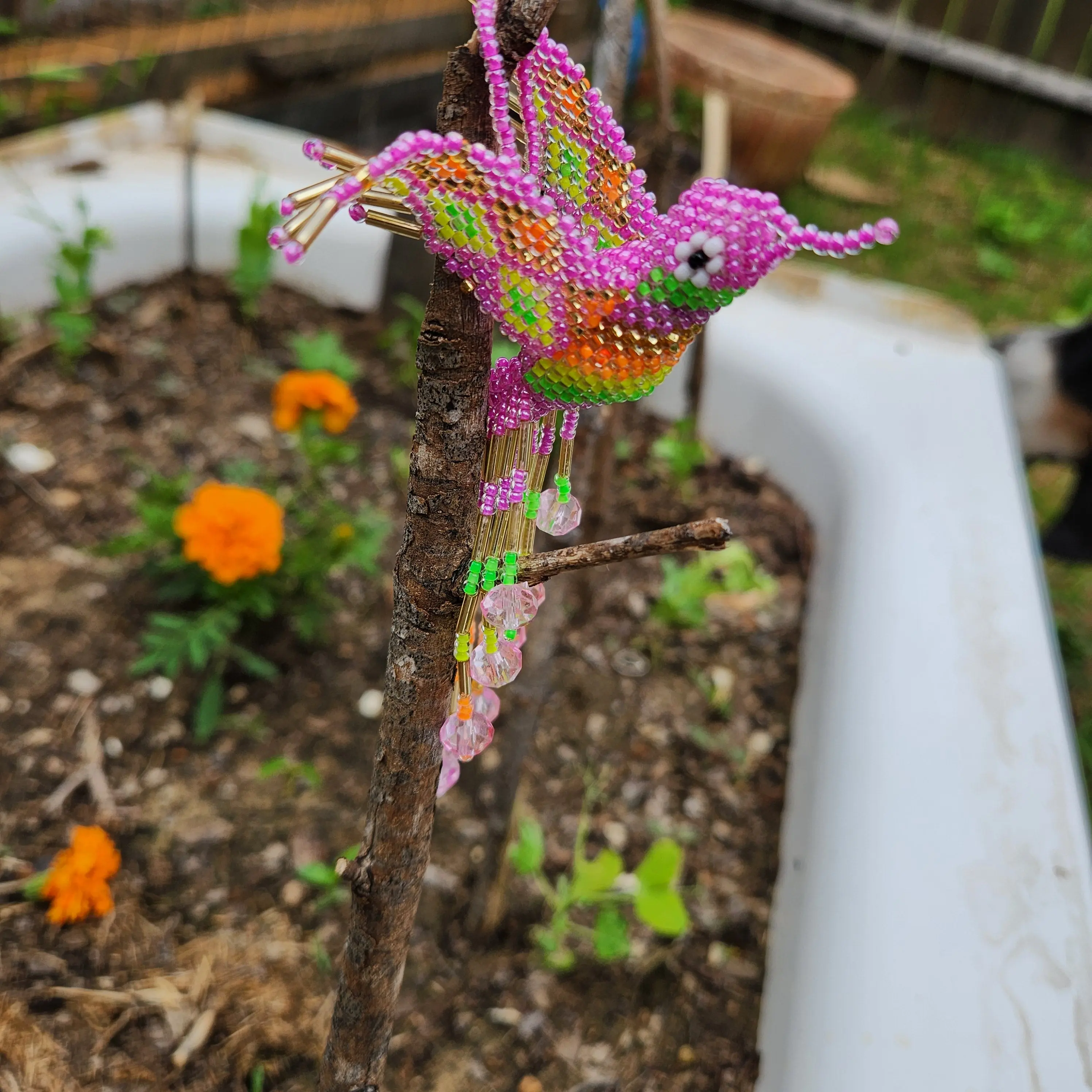 Chaquira Colibri/ Hummingbird Keychain