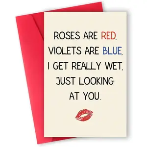 Funny Valentine's Day Card – "Roses are Red, Violets are Blue" – Humorous Love Note – Blank Inside with Red Envelope – Perfect for Romantic Partners, Husbands, Wives, and Friends